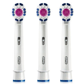 欧乐B（Oralb）电动牙刷头 3支装 美白型 适配成人2D/3D全部型号 EB18P-3 德国进口
