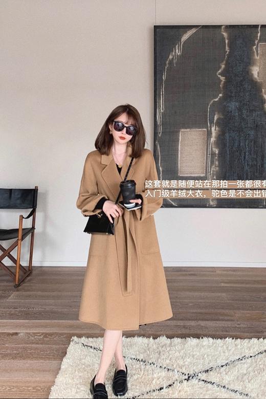 金蘑菇菇【黑标系列 羊绒大衣】经典永恒 轻奢级别双面呢外套女 商品图6