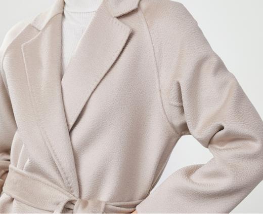 高级感 | 长款经典系带水波纹羊毛羊绒混纺大衣 商品图3