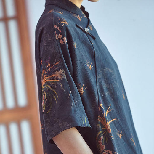 2020春夏中式国风复古文艺桑蚕丝香云纱连衣裙女捌YU0032捌 商品图5