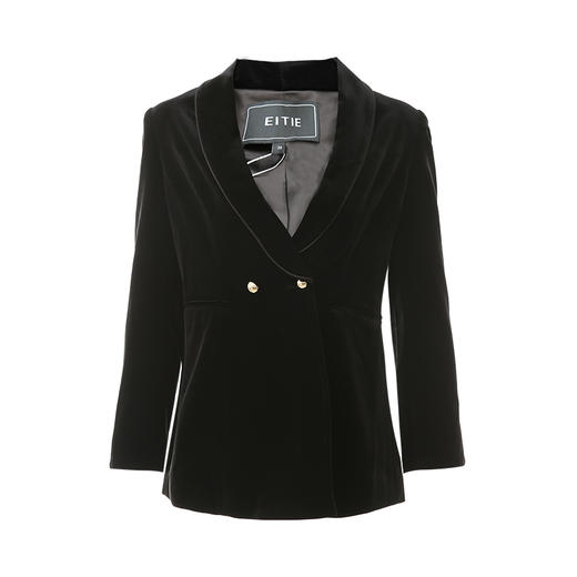 EITIE爱特爱春季新款洋气复古翻领收腰显瘦丝绒西装外套女6303007 商品图6