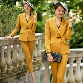 IWY/黄色长袖西装长裤套装CP729