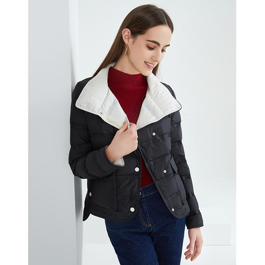 EITIE爱特爱冬季新款通勤简约短款显瘦轻薄立领保暖羽绒服女6411101 商品图6