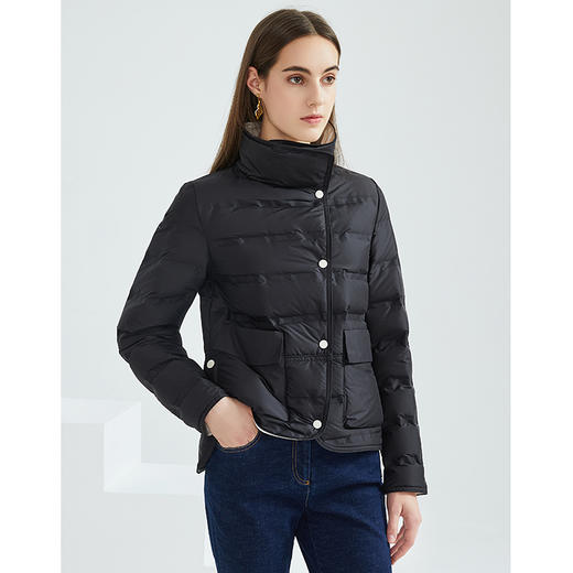 EITIE爱特爱冬季新款通勤简约短款显瘦轻薄立领保暖羽绒服女6411101 商品图7