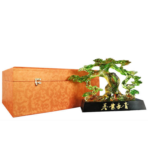 基业长青琉璃摆件公司开业礼品办公室桌迎客松装饰摆设送领导礼物 商品图2