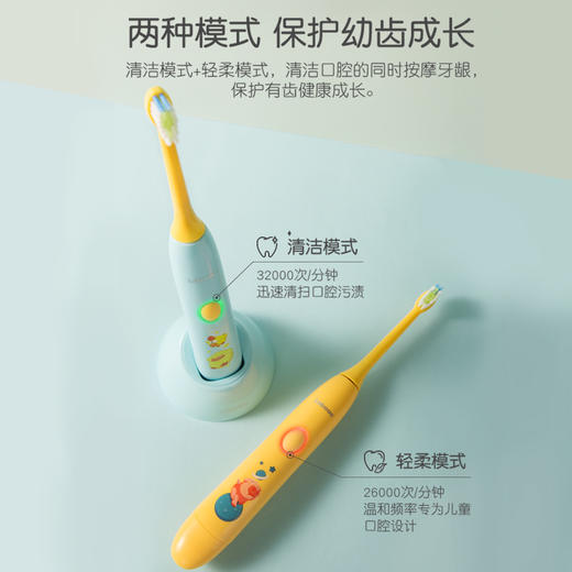 力博得（Lebooo）儿童电动牙刷声波震动式软毛电动牙刷 标配四个刷头（4-15岁儿童）YOYO萌趣蓝 商品图1