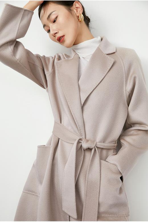 高级感 | 长款经典系带水波纹羊毛羊绒混纺大衣 商品图6