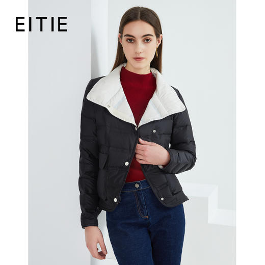 EITIE爱特爱冬季新款通勤简约短款显瘦轻薄立领保暖羽绒服女6411101 商品图1