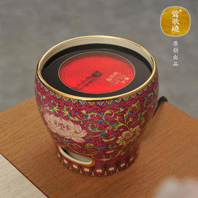  莺歌烧 莲花胭脂红珐琅彩风炉 煮茶器家用无噪音自动泡茶专用小茶炉