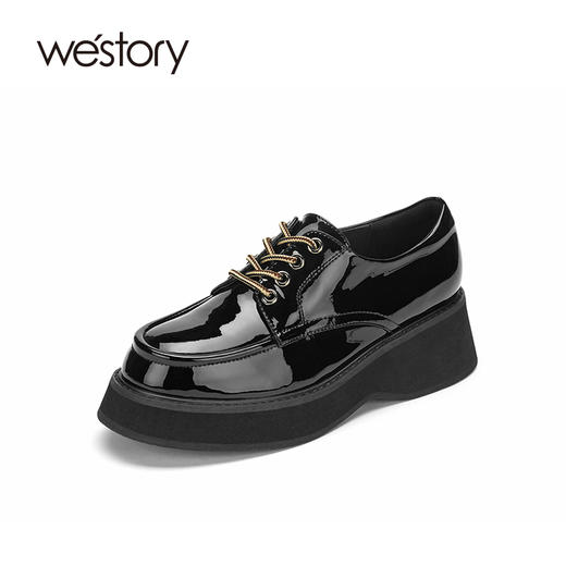 westory女穆勒鞋2021新款春季真皮漆皮内增高潮懒人鞋W21AM52201 商品图1