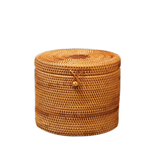 藤编 E12圆柱花梨七饼盒 茶叶茶桶罐 茶仓 收纳盒普洱茶礼盒茶叶罐 商品图2