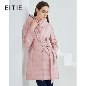 EITIE爱特爱冬季新款简约收腰显瘦立领防风保暖连帽羽绒服女6411102