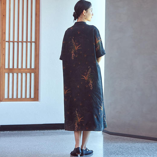 2020春夏中式国风复古文艺桑蚕丝香云纱连衣裙女捌YU0032捌 商品图6