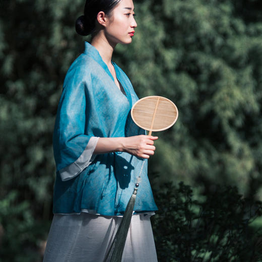 中式民族风色织亚麻禅意禅茶汉服上衣P-17011 。 商品图1