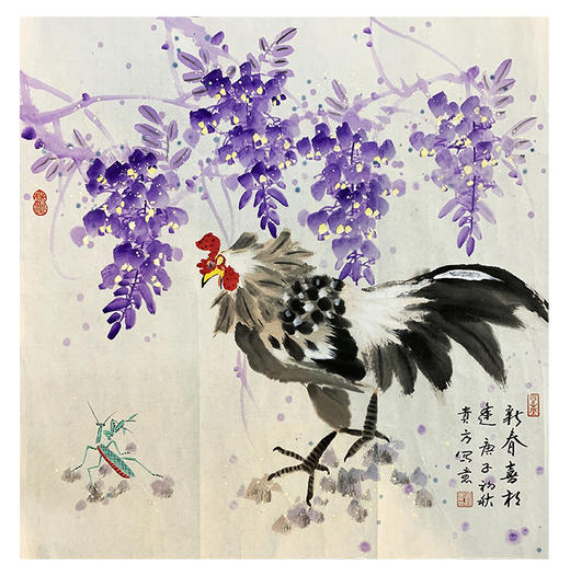 张贵方-真迹- 国画-花鸟画《新春喜相逢》客厅 餐厅 玄关 商品图1