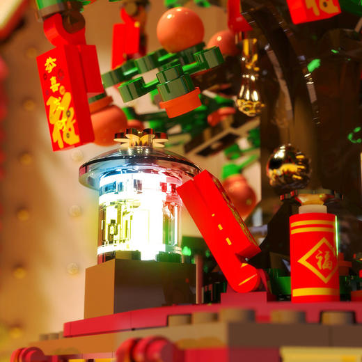 【圣诞新年礼物，八音盒积木】哲高发财树积木儿童春节礼盒套装男女孩音乐盒儿童幼儿园宝宝小学生益智早教启蒙万事大桔大利大吉橘子树拼装积木玩具 商品图2