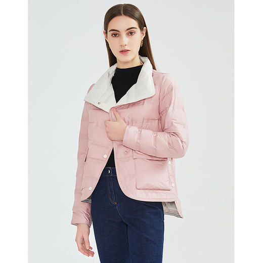 EITIE爱特爱冬季新款通勤简约短款显瘦轻薄立领保暖羽绒服女6411101 商品图10