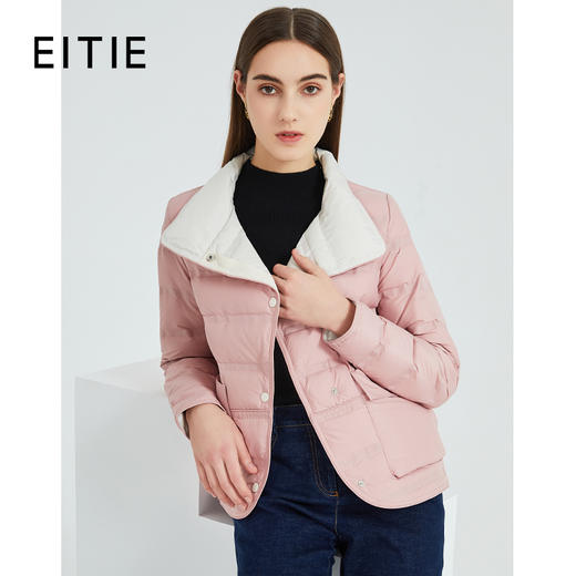 EITIE爱特爱冬季新款通勤简约短款显瘦轻薄立领保暖羽绒服女6411101 商品图0