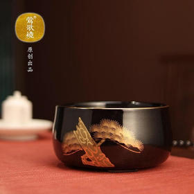  莺歌烧 天目釉金松纹电陶 茶炉家用陶瓷静音迷你烧水炉