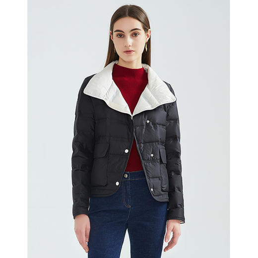 EITIE爱特爱冬季新款通勤简约短款显瘦轻薄立领保暖羽绒服女6411101 商品图8