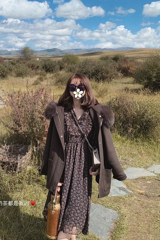 【金蘑菇菇甜蜜告白 小甜豆大衣】超大狐狸毛毛领连帽双面呢外套 商品图5