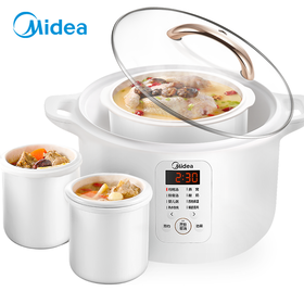 美的（Midea）电炖盅电炖锅陶瓷燕窝隔水炖盅多功能煮粥煲汤锅1.6L白瓷3胆 MD-DZ16E102