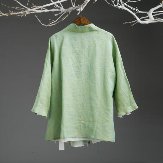 中式民族风色织亚麻禅意禅茶汉服上衣P-17011 。 商品图3