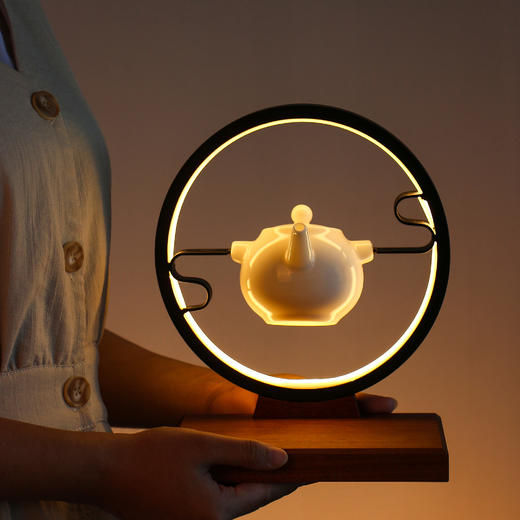 月辉半全自动出水茶具套装陶瓷懒人家用创意简约冲泡茶器 商品图3