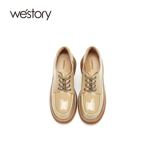 westory女穆勒鞋2021新款春季真皮漆皮内增高潮懒人鞋W21AM52201 商品图3