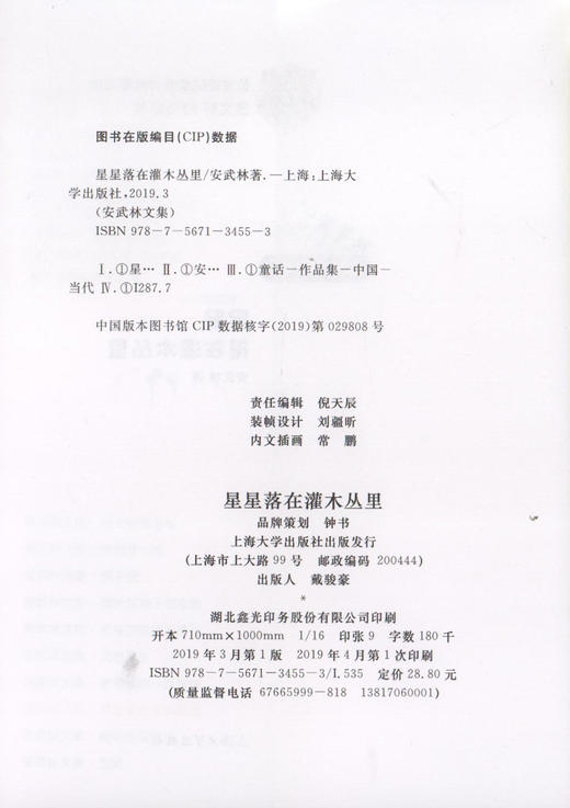 正版 安武林文集 星星落在灌木丛里 部编版统编教材阅读书籍 曹文轩 倾情 上海大学出版社 商品图1