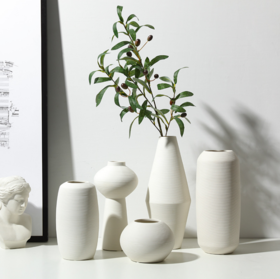 【家居摆件】*景德镇家居欧式禅意简约 陶瓷拉丝花瓶 台面摆件家居饰品