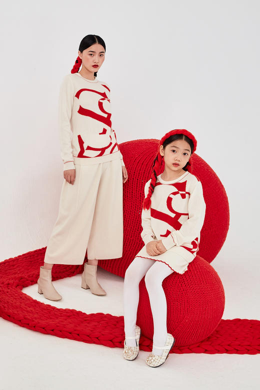 秋冬 圆领撞色羊绒针织女童套衫  SJF92T241N 商品图4