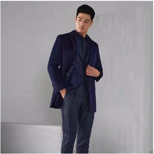 南4雅戈尔深蓝色羊毛大衣 商品图0