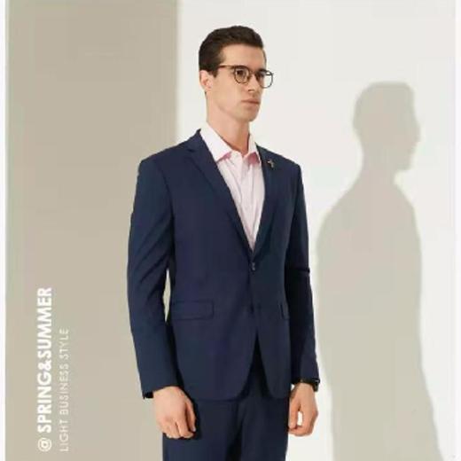 南4雅戈尔蓝色羊毛混纺修身套西 商品图0