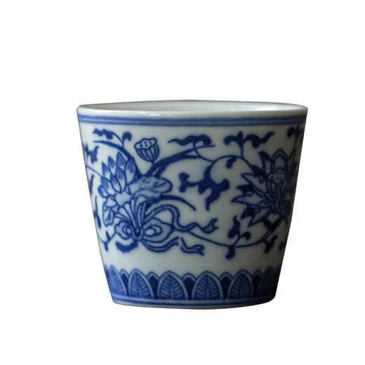 茶香记  景德镇 仿老厂瓷 青花直口双凤杯 青花双鱼杯  贴花工艺 商品图4