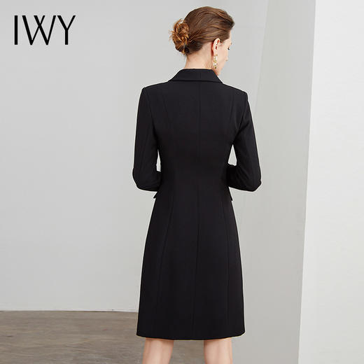 IWY/商务通勤式黑色连衣裙女双排扣腰带收腰高端韩版OL职业装Q501 商品图3