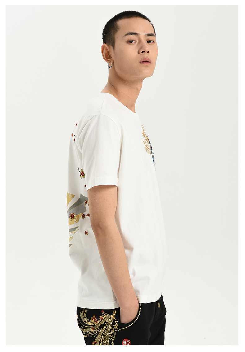 oniarai 泥棒蓝鼬鹰兽刺绣潮牌t恤男圆领短袖 20nob31