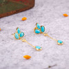 醍醐 原矿高瓷蓝松石 三叶草设计 幸运 耳饰 耳坠 耳钉 两用 商品缩略图2