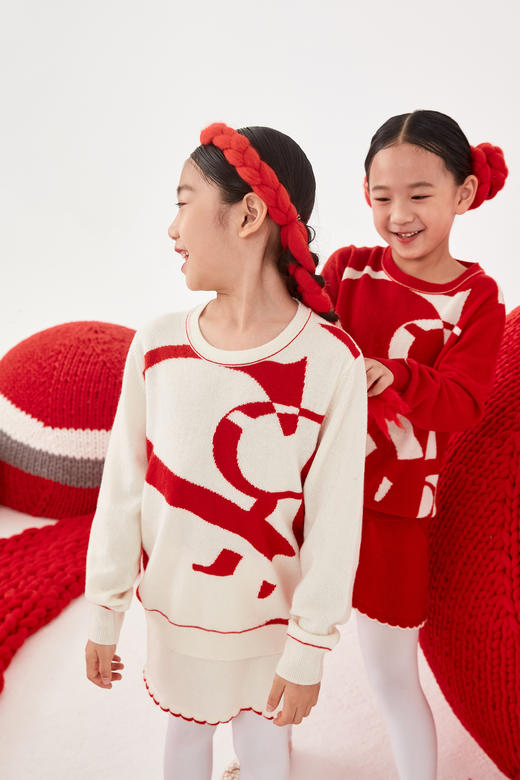 秋冬 圆领撞色羊绒针织女童套衫  SJF92T241N 商品图2