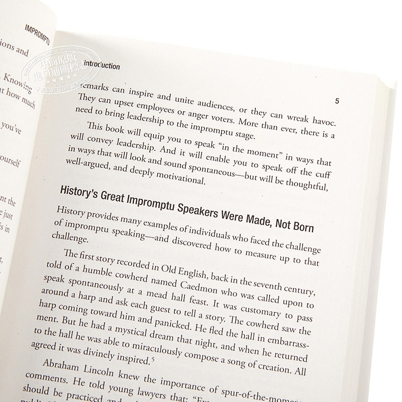 中商原版 即兴演讲 掌握人生关键时刻英文原版impromptu Leading In The Moment 自我提升judith Humphrey