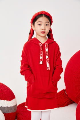 sandriver秋冬 羊绒针织连帽女童套衫  SJF92T227N