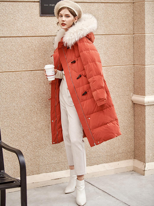 欧芮儿轻奢中长款羽绒服女2024冬季新款直筒显瘦纯色羽绒服毛领 商品图1