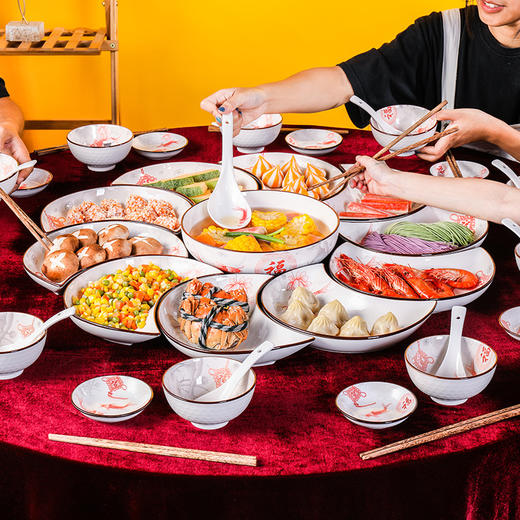 【团圆大拼盘】菜盘子家用圆桌团圆碗碟套装陶瓷拼盘餐具拼碟碗筷组合 商品图7