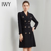 IWY/商务通勤式黑色连衣裙女双排扣腰带收腰高端韩版OL职业装Q501 商品缩略图1