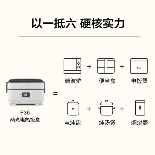 生活元素（LIFE ELEMENT）插电式电热饭盒 保温饭盒 便携式加热饭盒双层不锈钢内胆 1.5L三胆 F36 商品图2