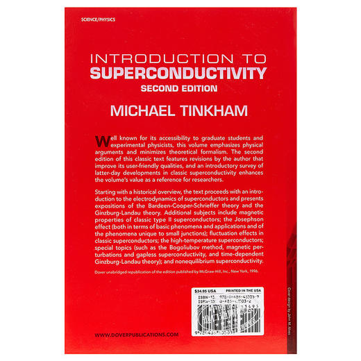 【中商原版】Introduction to Superconductivity英文原版 超导物理导论 第2版 Michael Tinkham 商品图1