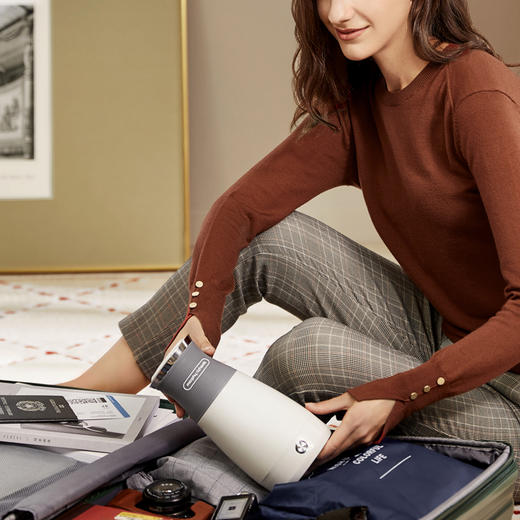 摩飞电器（Morphyrichards）电水壶小型便携式烧水壶旅行电热水壶不锈钢双层防烫MR6090 灰色 商品图0