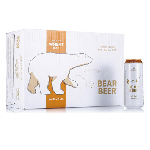 德国进口 豪铂熊（BearBeer）豪铂熊小麦啤酒500ml*24听整箱装 商品图0