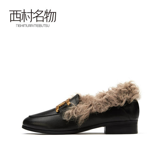 西村名物2021春季新款毛毛鞋女平底百搭羊毛皮女鞋X21AM12841 商品图4