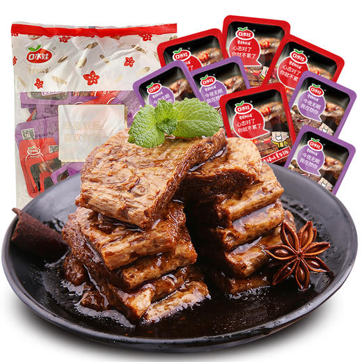 口水娃 零食大礼包 豆腐干蛋白素肉 素牛排混合口味500g 商品图0